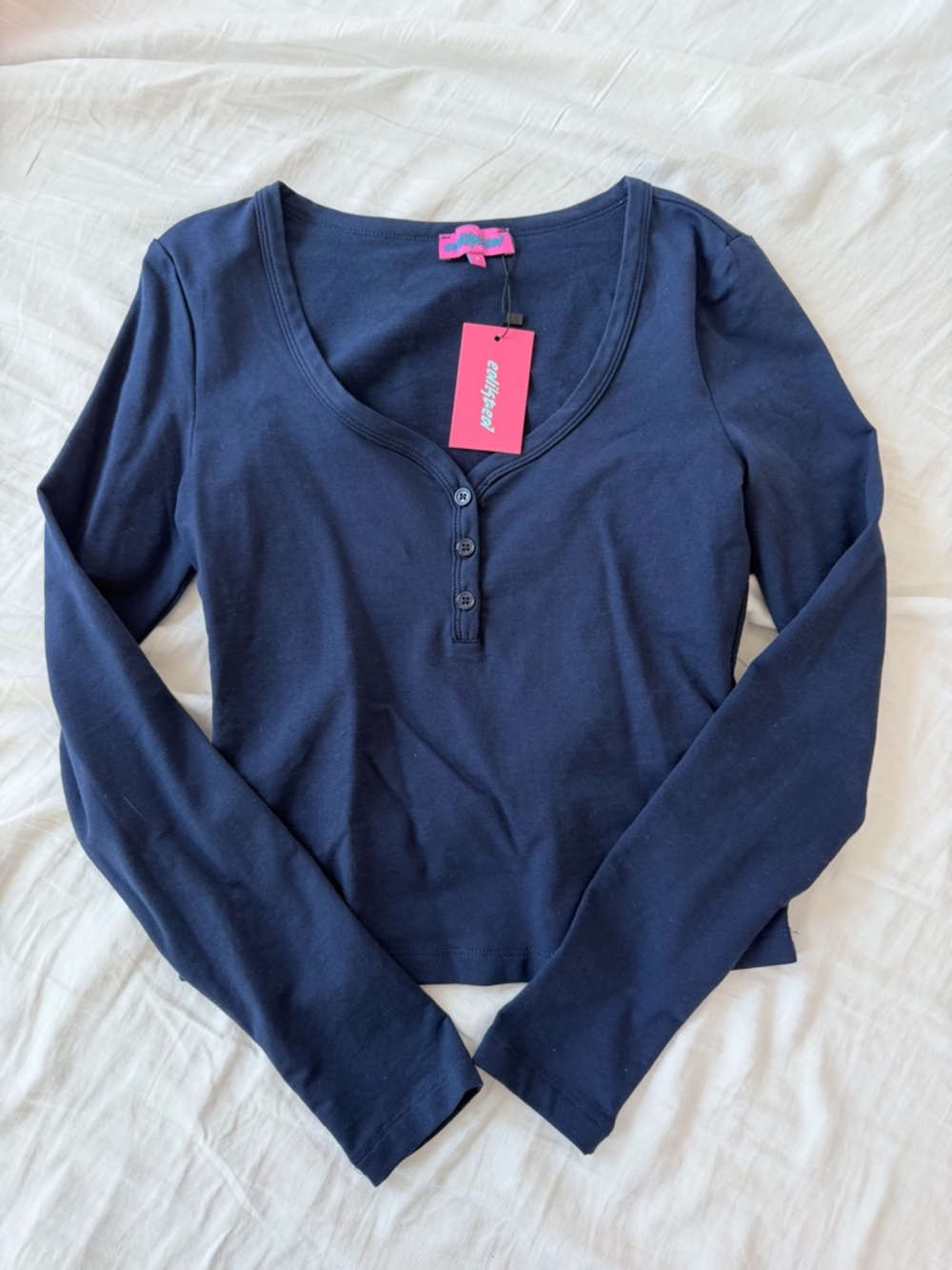 Edikted Long Sleeve Navy Top (S)
